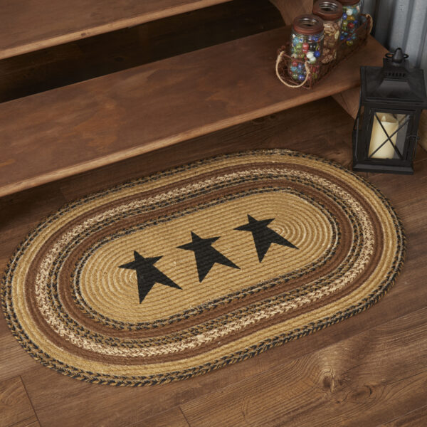 VHC-69699 - Kettle Grove Jute Rug Oval Stencil Stars w/ Pad 24x36