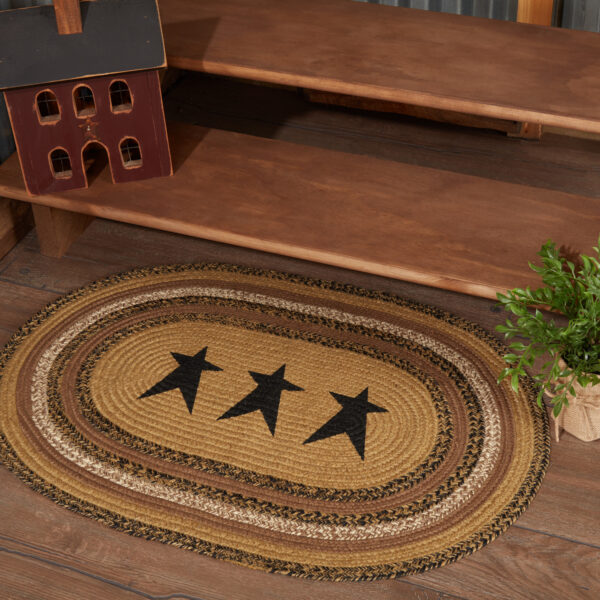 VHC-69699 - Kettle Grove Jute Rug Oval Stencil Stars w/ Pad 24x36