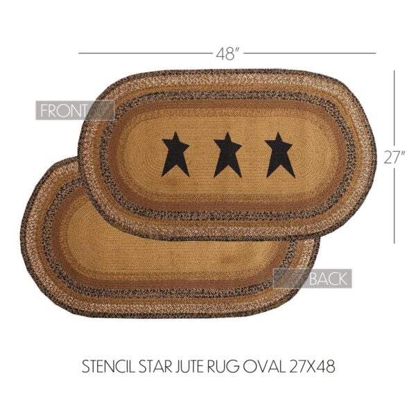 VHC-69700 - Kettle Grove Jute Rug Oval Stencil Stars w/ Pad 27x48