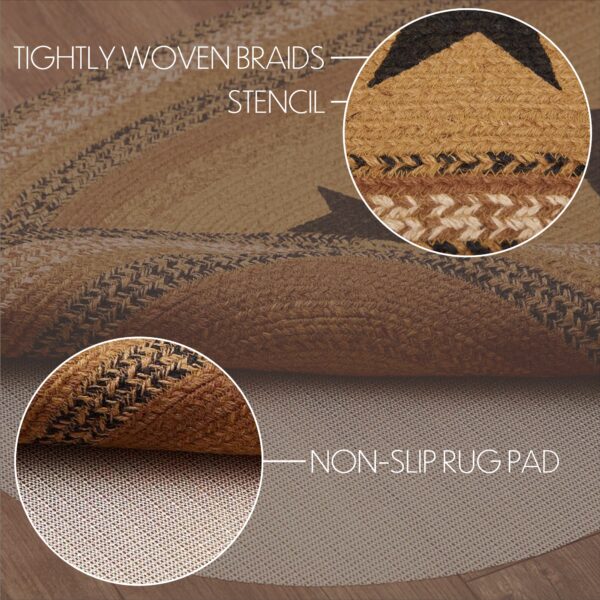VHC-69700 - Kettle Grove Jute Rug Oval Stencil Stars w/ Pad 27x48