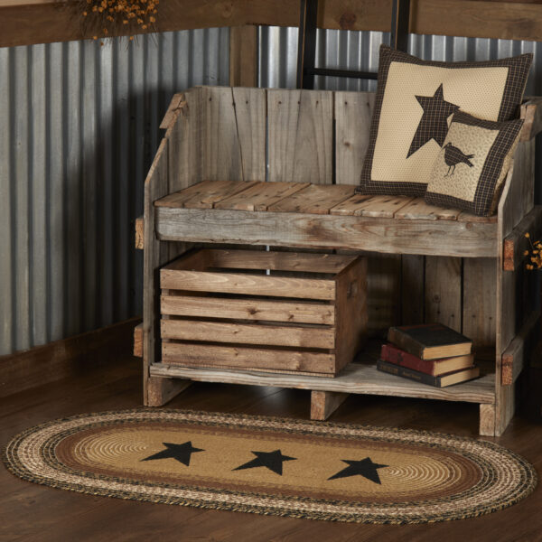 VHC-69700 - Kettle Grove Jute Rug Oval Stencil Stars w/ Pad 27x48