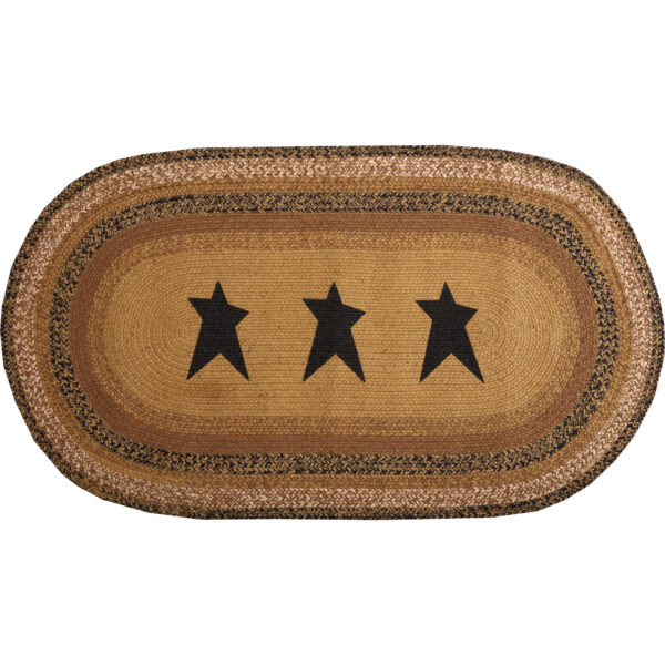 Kettle Grove Jute Rug Oval Stencil Stars w/ Pad 27x48 - Image 7