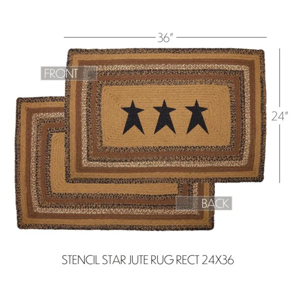 VHC-69469 - Kettle Grove Jute Rug Rect Stencil Stars w/ Pad 24x36