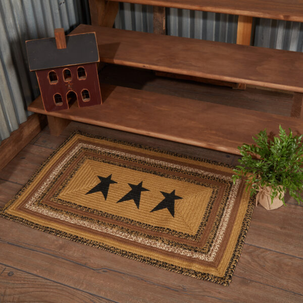 VHC-69469 - Kettle Grove Jute Rug Rect Stencil Stars w/ Pad 24x36