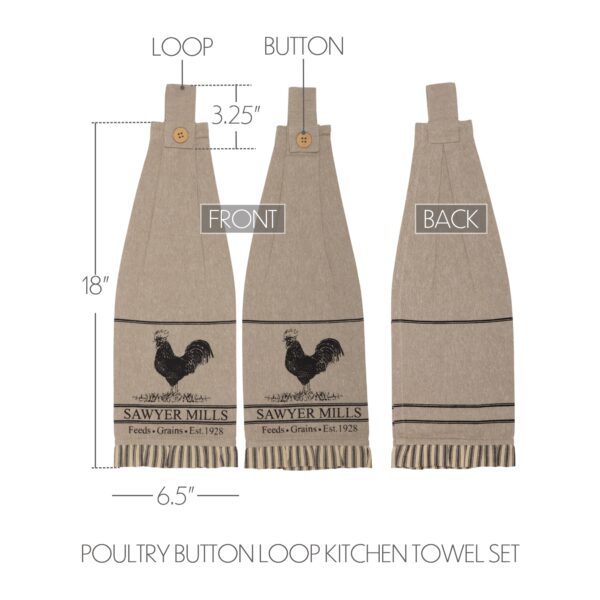 VHC-45878 - Sawyer Mill Charcoal Poultry Button Loop Kitchen Towel Set of 2