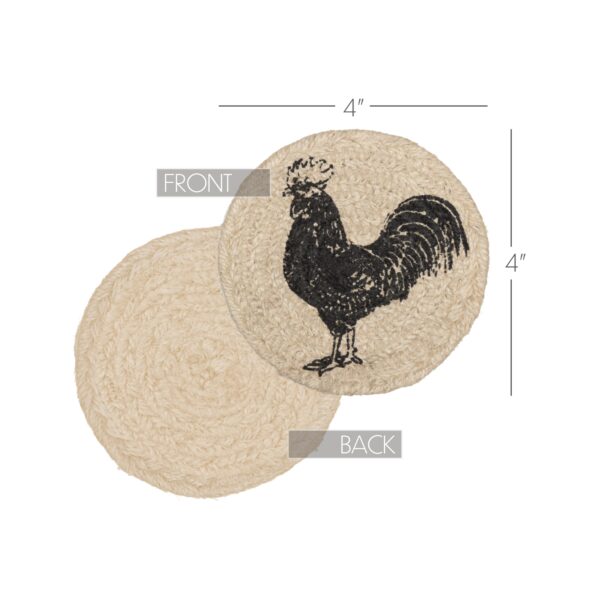 VHC-45806 - Sawyer Mill Charcoal Poultry Jute Coaster Set of 6