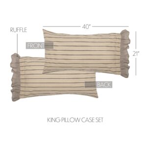 VHC-45794 - Sawyer Mill Charcoal Stripe Ruffled King Pillow Case Set of 2 21x40