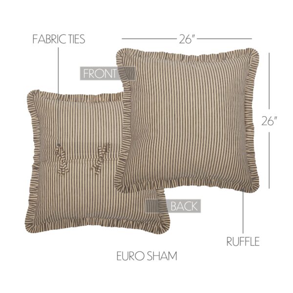 VHC-51315 - Sawyer Mill Charcoal Ticking Stripe Fabric Euro Sham 26x26