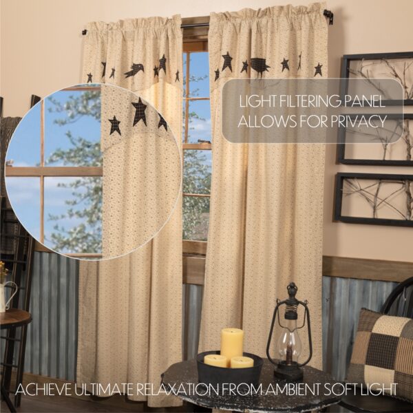 VHC-45791 - Kettle Grove Panel with Attached Applique Crow and Star Valance Set of 2 84x40