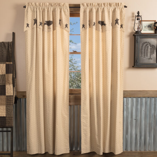 VHC-45791 - Kettle Grove Panel with Attached Applique Crow and Star Valance Set of 2 84x40