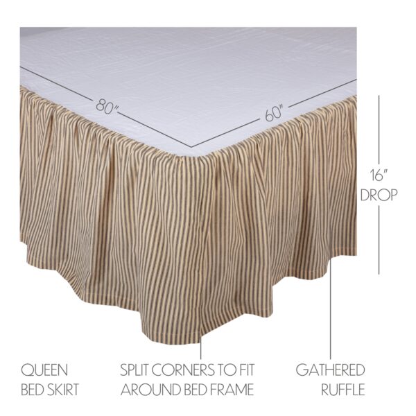 VHC-51933 - Sawyer Mill Charcoal Ticking Stripe Queen Bed Skirt 60x80x16