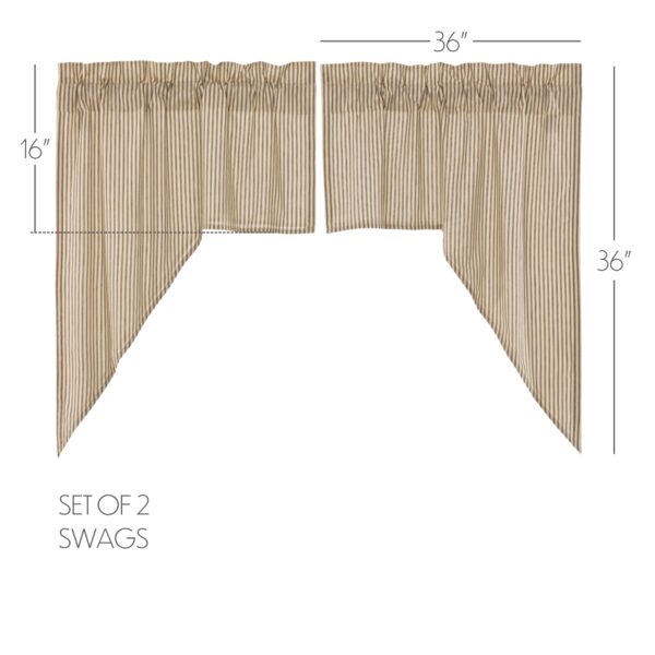 VHC-51307 - Sawyer Mill Charcoal Ticking Stripe Swag Set of 2 36x36x16