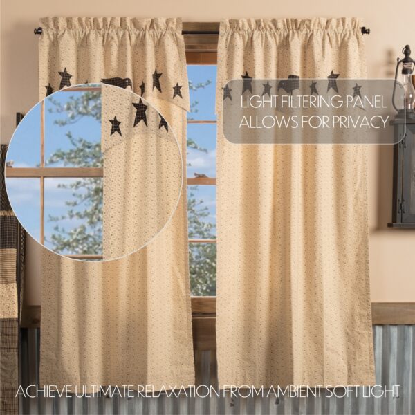 VHC-45792 - Kettle Grove Short Panel with Attached Applique Crow and Star Valance Set of 2 63x36