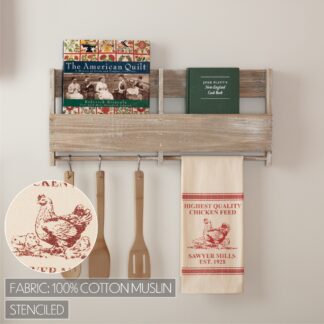 Farmhouse Sawyer Mill Red Chicken Muslin Unbleached Natural Tea Towel 19x28 by April & Olive