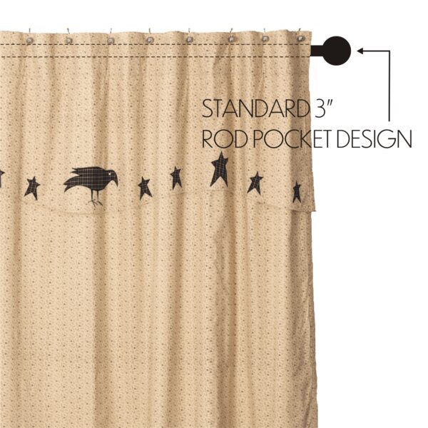 VHC-51246 - Kettle Grove Shower Curtain with Attached Applique Crow and Star Valance 72x72