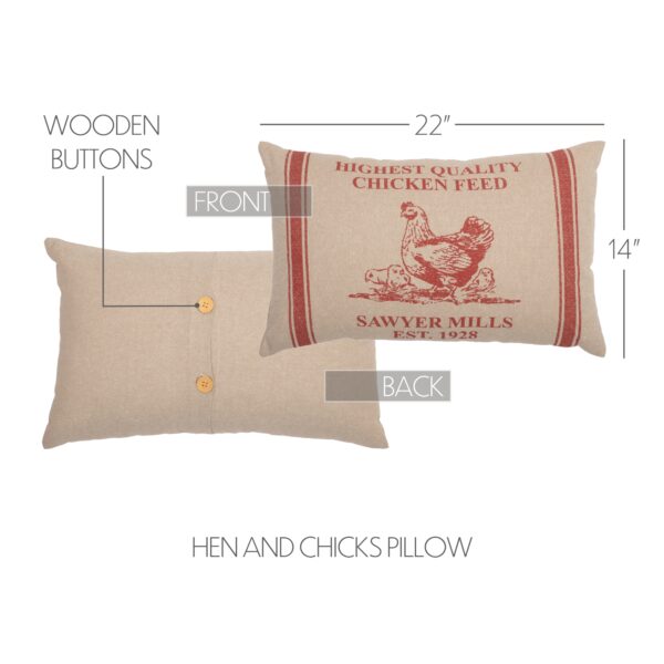 VHC-51321 - Sawyer Mill Red Hen and Chicks Pillow 14x22