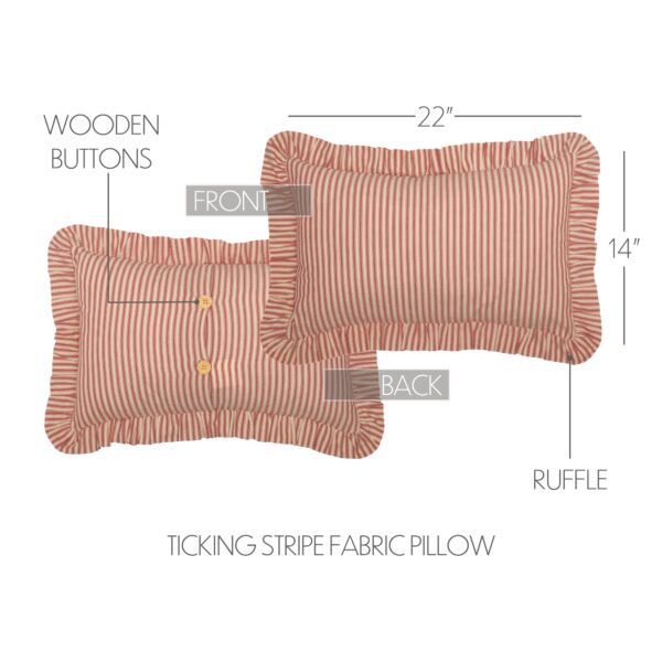 VHC-51327 - Sawyer Mill Red Ticking Stripe Fabric Pillow 14x22