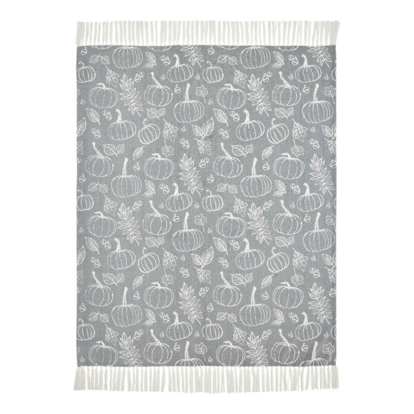 VHC-84013-Silhouette Pumpkin Grey Throw 50x60