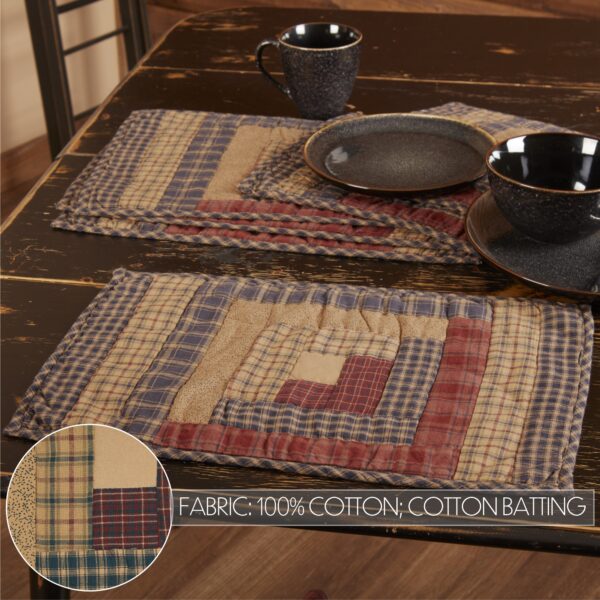 VHC-33024 - Millsboro Placemat Log Cabin Block Quilted Set of 6 12x18