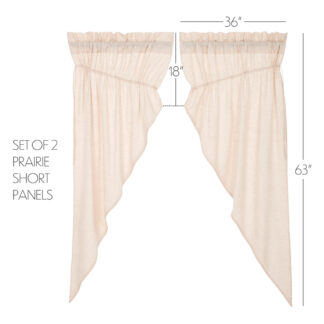 Farmhouse Simple Life Flax Natural Prairie Short Panel Set of 2 63x36x18 by April & Olive