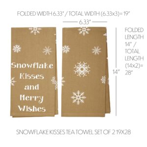VHC-57390 - Snowflake Burlap Natural Snowflake Kisses Tea Towel Set of 2 19x28