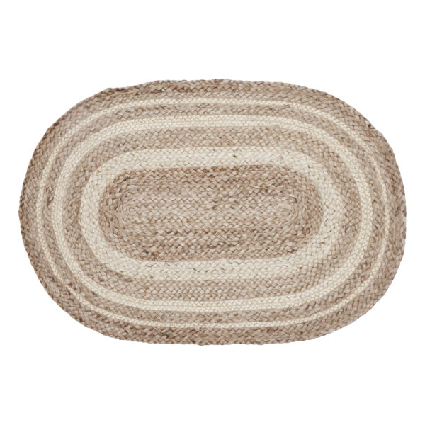 VHC-80369 - Natural & Creme Jute Rug Oval w/ Pad 20x30