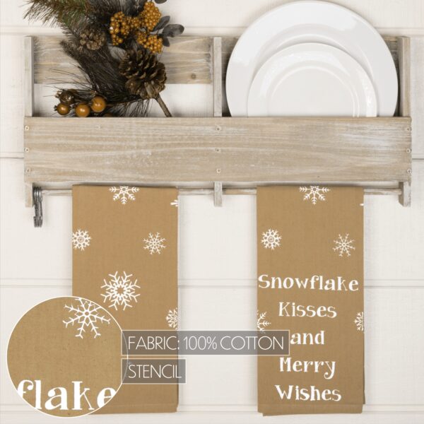 VHC-57390 - Snowflake Burlap Natural Snowflake Kisses Tea Towel Set of 2 19x28