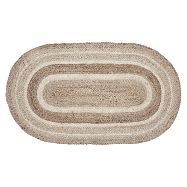 VHC-80370 - Natural & Creme Jute Rug Oval w/ Pad 27x48
