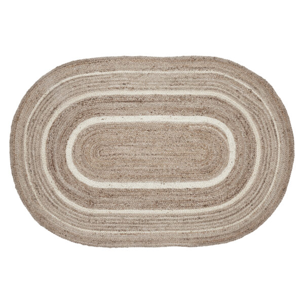 VHC-80371 - Natural & Creme Jute Rug Oval w/ Pad 36x60