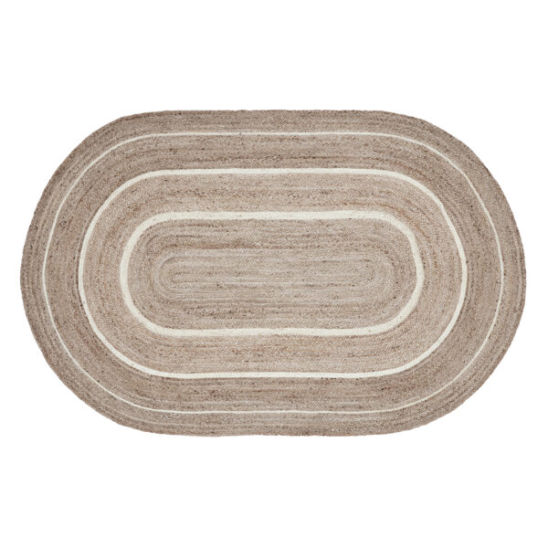 VHC-80373 - Natural & Creme Jute Rug Oval w/ Pad 60x96