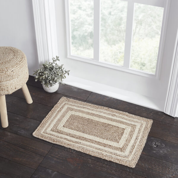 VHC-80374 - Natural & Creme Jute Rug Rect w/ Pad 20x30