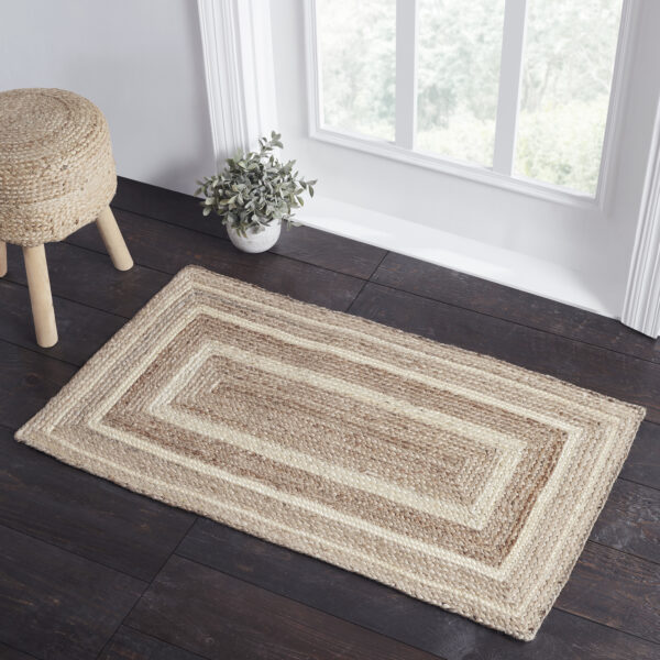 VHC-80375 - Natural & Creme Jute Rug Rect w/ Pad 27x48