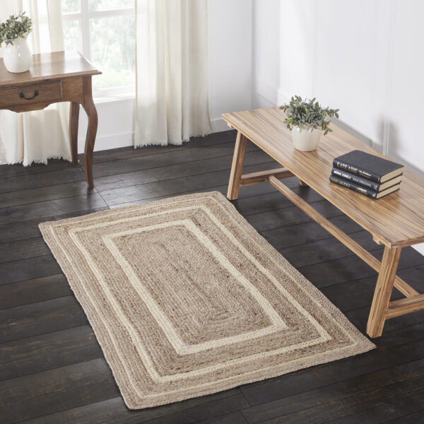 VHC-80376 - Natural & Creme Jute Rug Rect w/ Pad 36x60