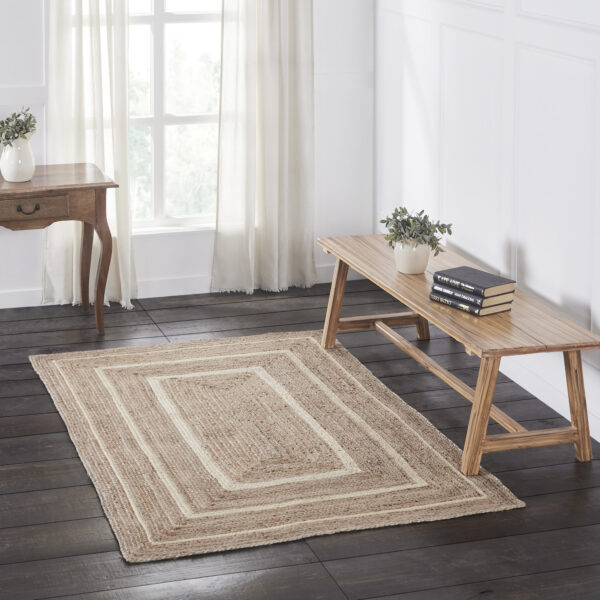 VHC-80377 - Natural & Creme Jute Rug Rect w/ Pad 48x72