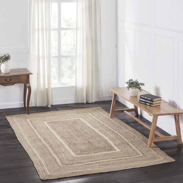 VHC-80378 - Natural & Creme Jute Rug Rect w/ Pad 60x96