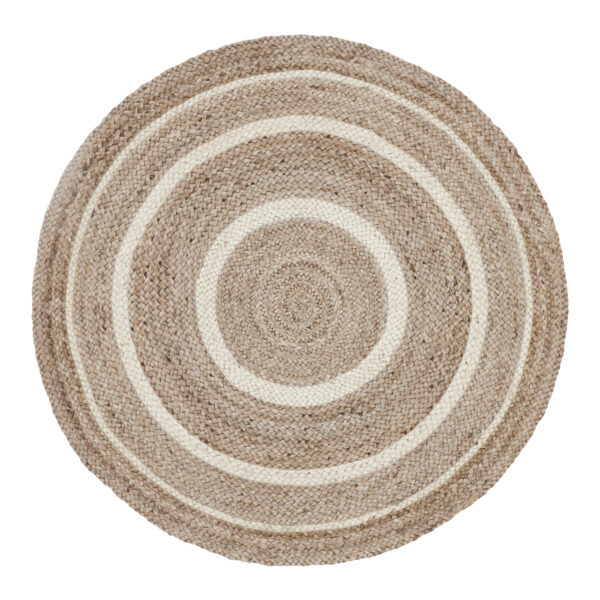 VHC-80379 - Natural & Creme Jute Rug w/ Pad 3ft Round