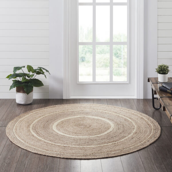 VHC-80380 - Natural & Creme Jute Rug w/ Pad 6ft Round