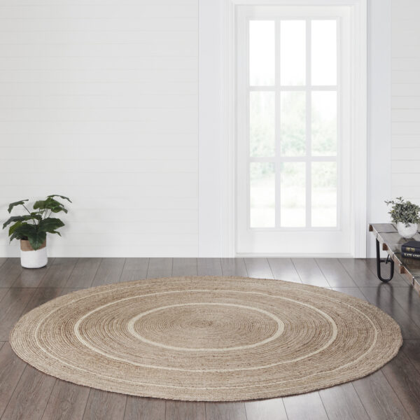 VHC-80381 - Natural & Creme Jute Rug w/ Pad 8ft Round