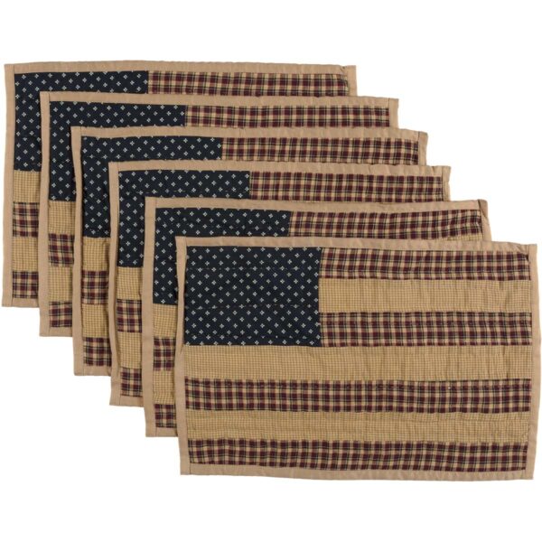 VHC-30617 - Patriotic Patch Placemat Quilted Set of 6 12x18