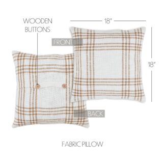 VHC-80539 - Wheat Plaid Fabric Pillow 18x18