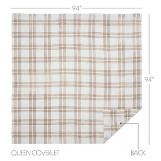 Farmhouse Wheat Plaid Queen Coverlet 94x94 by April & Olive