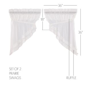VHC-51402 - White Ruffled Sheer Petticoat Prairie Swag Set of 2 36x36x18