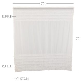 Farmhouse White Ruffled Sheer Petticoat Shower Curtain 72x72 by April & Olive