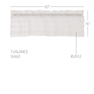 Farmhouse White Ruffled Sheer Petticoat Valance 16x60 by April & Olive