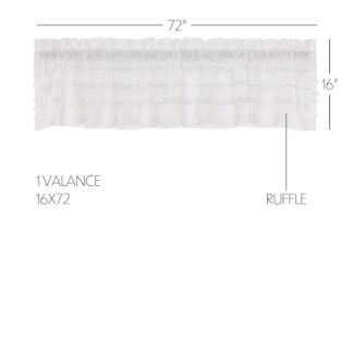 Farmhouse White Ruffled Sheer Petticoat Valance 16x72 by April & Olive