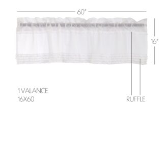 Farmhouse White Ruffled Sheer Valance 16x60 by April & Olive