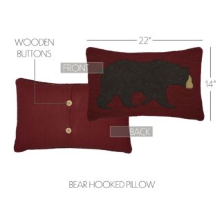 Wyatt Bear Hooked Pillow 14x22 by Oak & Asher