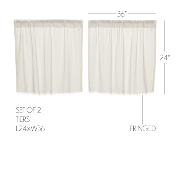 VHC-10762 - Tobacco Cloth Antique White Tier Fringed Set of 2 L24xW36