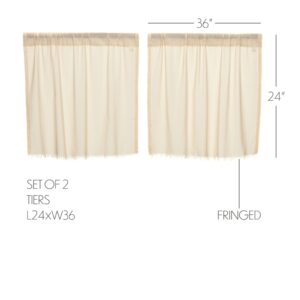 VHC-10780 - Tobacco Cloth Natural Tier Fringed Set of 2 L24xW36