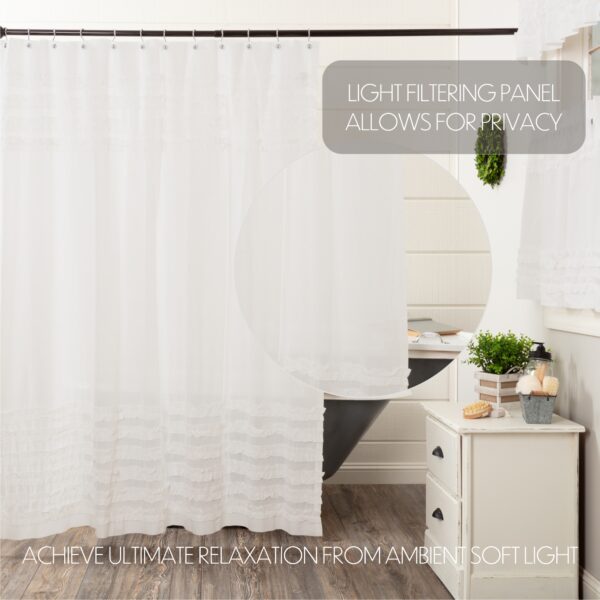 VHC-51601 - White Ruffled Sheer Petticoat Shower Curtain 72x72